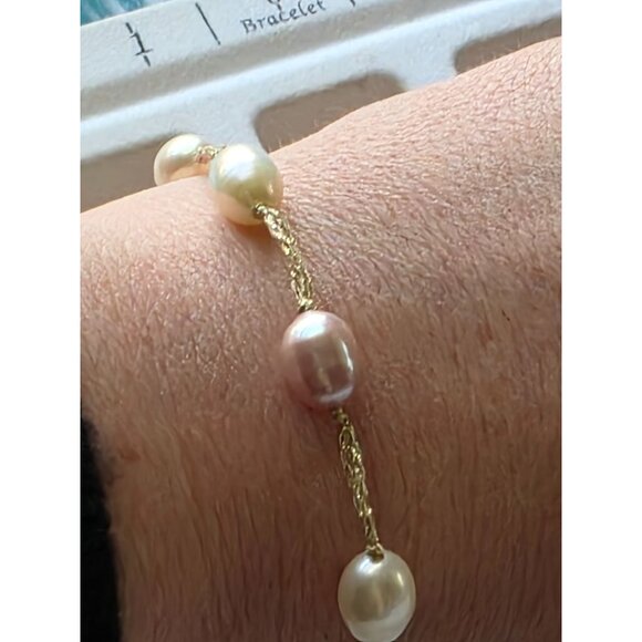 925 Sterling Silver Baroque Pearl Bracelet 6.5" - Picture 3 of 13